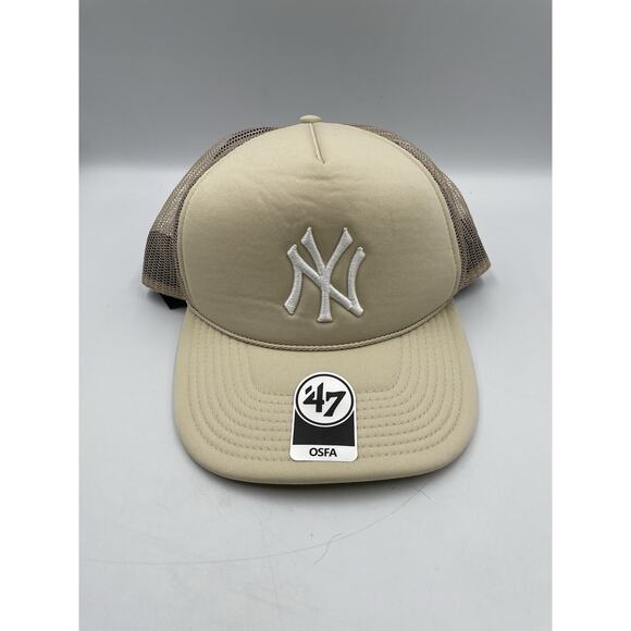 '47 Brand New York Yankees Trucker Rope Cap Hat Adjustable Snapback Khaki Tan - Picture 1 of 8
